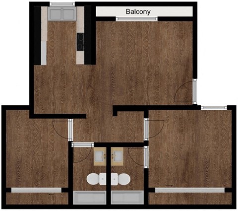 2 Bed 2 Bath Balcony Floor Plan at Orange Glen Apartments, Chula Vista, 91911